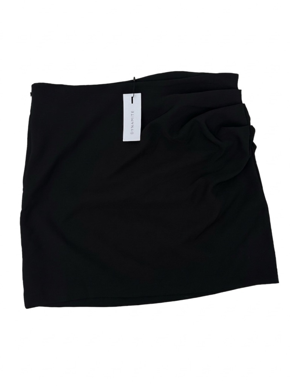 NWT Dynamite Black High Waist Side Zip Ruched Mini Skirt Dark Academia Chic Goth
